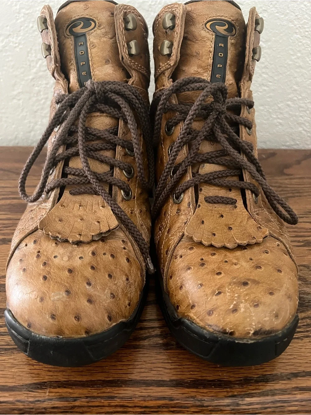 Vintage Roper Men's Stirrup Ostrich Print Chukka Casual Ankle Boots Size 10